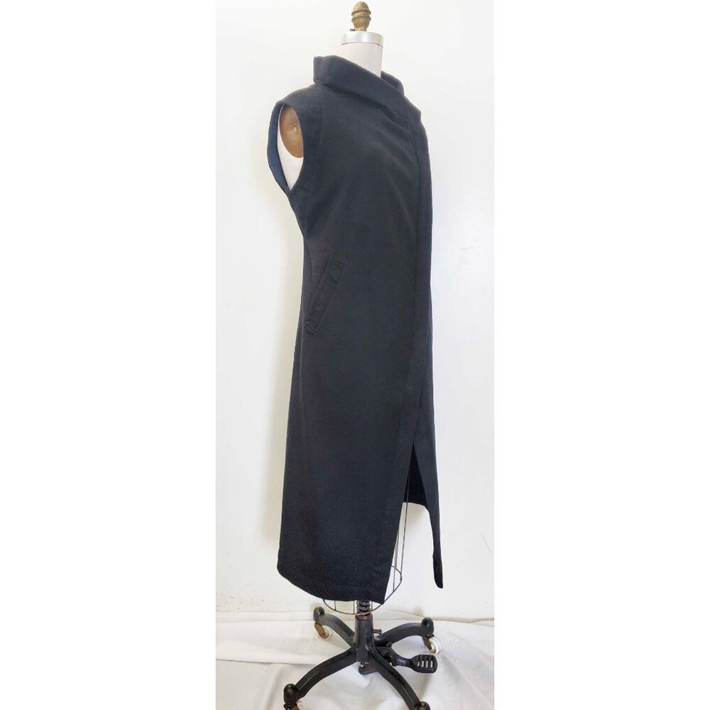 HARPUTS OWN Women's Black Asymmetrical COUTURE SQUARE Wool VEST Sleeveless Coat - Picture 3 of 14